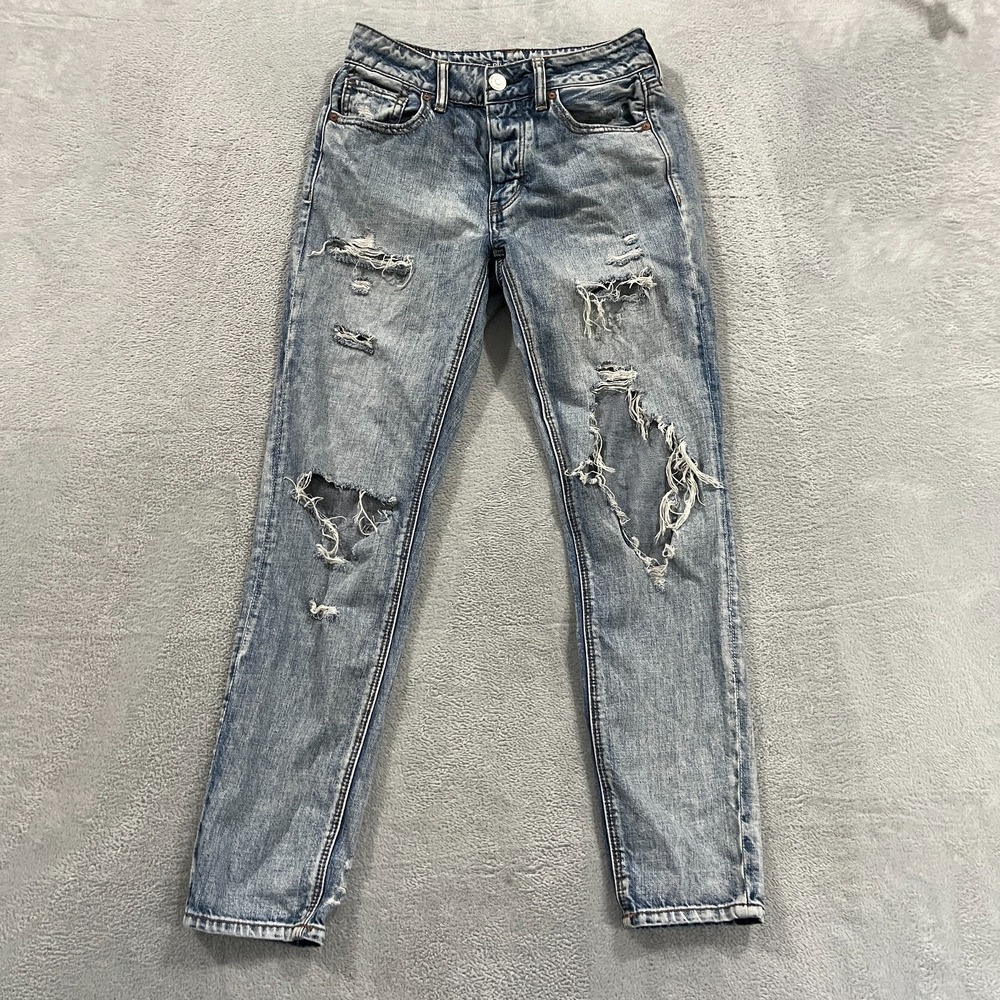 American Eagle Jeans Womens 4‎ Regular Tom Girl Distressed Western Grunge Y2K